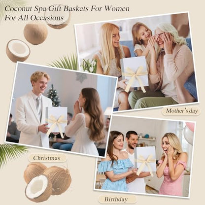 Coconut Spa Gifts for Women Birthday Self Care Kit Mothers Gifts Basket Thank You Relaxing Bath Sets for Moms Friends Co-worker Daughter Girlfriend Grandma Sister Teacher Daughter-in-Law