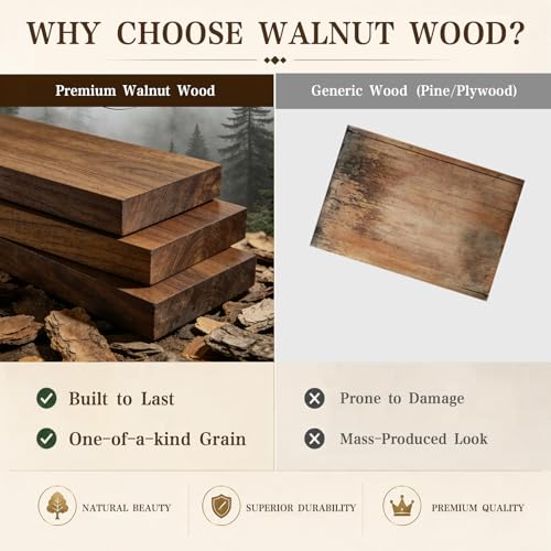 Wooden Keepsake Box, Walnut Large Memory Box with Hinged Lid & Locking Key
