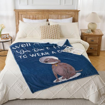 Thinking of You Gifts for Women Men – Get Well Blanket 50x60 Inch, Navy Flannel Comfort Blanket, Sympathy Throw for After Surgery, Chemo, Illness, Recovery - color: Get Well-dog
