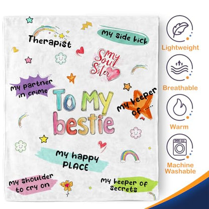 Bestie Blanket Gifts for Women Girls to My Bestie Unique Friend Best Friendship Sister Soft Throws Cozy Bed Couch Plush Birthday Christmas Lightweight Blanket 50"x60" - color: Bestie, size: 50"x60"