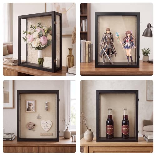16x20x6 Extra Deep Shadow Box Large with 3 Removable Panels,Black - color: Black, size: 16x20x6