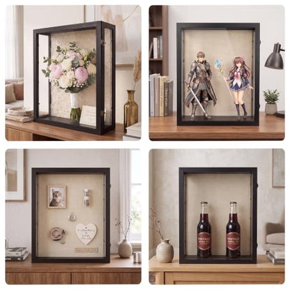 16x20x6 Extra Deep Shadow Box Large with 3 Removable Panels,Black - color: Black, size: 16x20x6