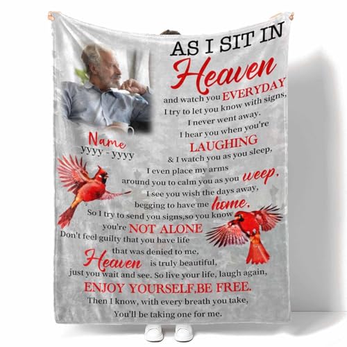 D-Story Custom Memorial Blanket with Photos in Loving Memory for Loved Ones Lost: Made in USA, Personalized Picture Sympathy Remembrance Grief Gift Funeral for Daughter Son Father Mother Brothers - color: Custom Memorial-102