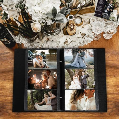 Lanpn Wedding Photo Album 4x6 300 Pocket Photos Slip in, Linen Cover Large Capacity Newlywed Marriage Window Album Hold 300 Horizontal Photos (Mr & Mrs, Beige) - color: Beige, size: 300 Photos