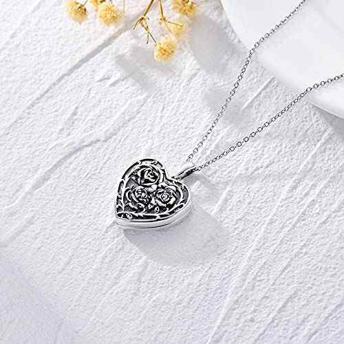 Dorunmo Locket Necklace 925 Sterling Silver Pictures Photo Keep Someone Near to You Custom Lockets Mother's Day Jewelry Personalized Photo Locket Gifts - color: A-Rose, style: Locket Only