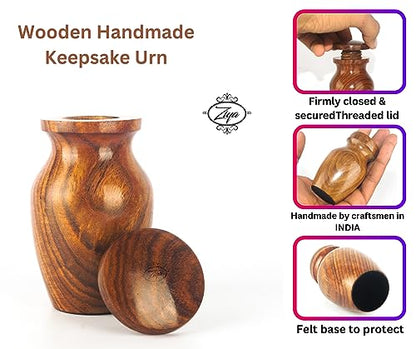 ZIYA Wooden Small Keepsake Cremation Urn for Human Ashes with Black Velvet Case - Memorials Mini Sharing Personal Funeral Urn for Pet or Human Ashes Token - size: Single-Keepsake