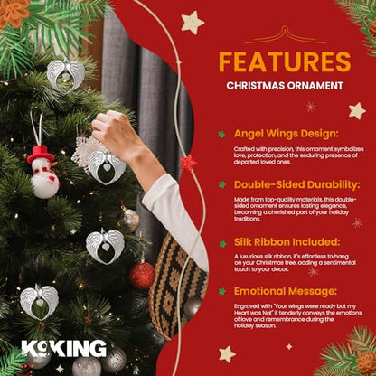 Angel Wing Memorial Christmas Ornaments Your Wings were Ready | Your Wings were Ready But My Heart was Not, for Loss of Loved One, Luxurious Silk Ribbon, Christmas Tree - color: Your Wings Were Ready