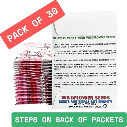 Wildflower Seed Packets Baby Girl Baby Shower Party Favors (Pack of 30) - Wildflower Seed Packet Favors Gift Pink Girl - color: Baby Girl Red