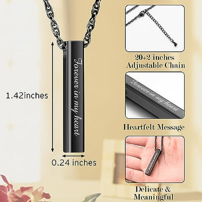 abooxiu Urn Necklace for Human Ashes Cremation Jewelry for Ashes Stainless Steel Keepsake Ashes Necklace Memorial Urn Jewelry Pendant for Women Men - Forever in my heart - style: Black