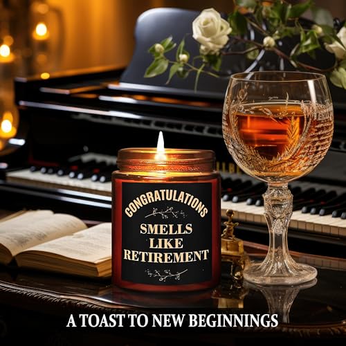 Funny Retirement Gifts for Women Men 2026 - Retired Candle Gift for Friend - Coworker Leaving, Goodbye, Going Away, Farewell - Natural Soy Wax Relaxing Spa Coconut Beach Scented Candle - color: Retirement
