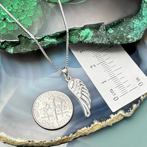 Small and Dainty 925 Sterling Silver Angel Wing Pendant Necklace for Women, Teens - Inspirational Jewelry, Gift for Baptism, Confirmation or First Communion (16 inches plus 2-inch extender)