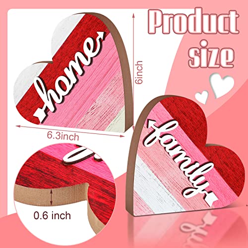 Jetec 2 Pcs Rustic Wooden Heart Block Home Decor, Sweet Style | Decoration for Shelves, Table Centerpiece for Mantel, Blessed Valentine's Day Decoration, for Home Living Room Gift - style: Sweet Style