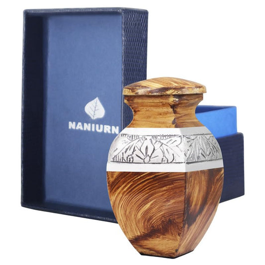 NANIURN Keepsake Urn for Human Ashes, Brown Wood-Look Mini Urn for Ashes | Small Urns for Women or Men, Cremation Keepsakes for Ashes, Tiny Urn for Family Sharing, Cremated Remains or Home Memorial - color: Wood Texture, size: Small / Keepsake