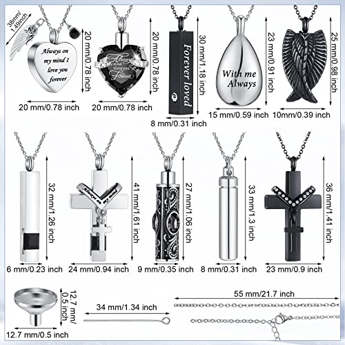 Jexine 10 Pcs Urn Necklace Cremation Jewelry for Men - color: Black