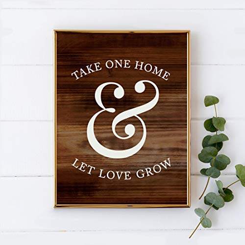 Andaz Press Wedding Party Signs, Rustic Wood Print, 8.5x11-inch, Please Take One Home and Let Love Grow Plant Seed Favors Table Sign, 1-Pack, Unframed - color: Favors Take One Home Let Love Grow