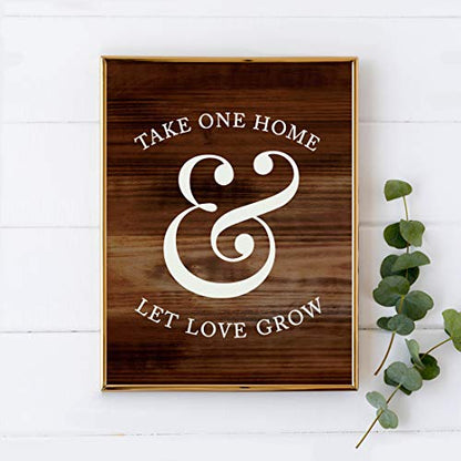 Andaz Press Wedding Party Signs, Rustic Wood Print, 8.5x11-inch, Please Take One Home and Let Love Grow Plant Seed Favors Table Sign, 1-Pack, Unframed - color: Favors Take One Home Let Love Grow