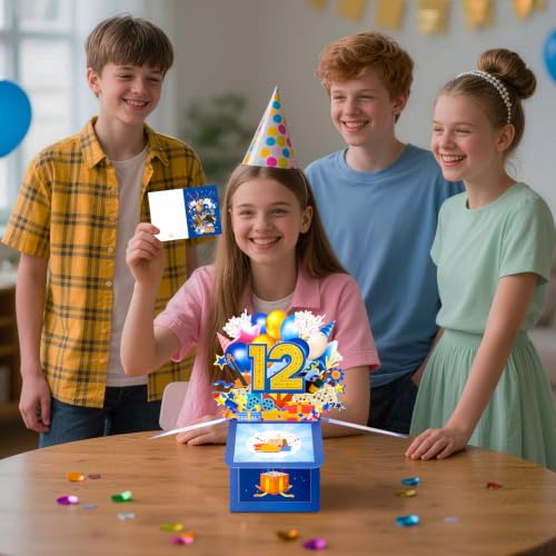 GREETING ART Sweet 12th Birthday Pop Up Birthday Card for Girl Boy - color: 12th