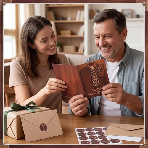 Eaasty 50 Sets Fathers Day Cards with Envelopes Stickers,Happy Father's Day - style: Happy Father's Day