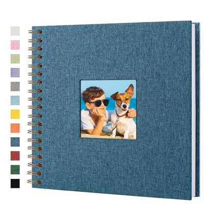 Scrapbook Photo Album, Linen Covered, 10x10 Inches, 20 Sheets/40 Pages | Hardcover Kraft White Pages, Wedding Guest Book, Travel Memory Book, Christmas, Baby Shower Keepsake, Family Album - color: Dark Blue, size: 10x10 Inch 40 Pages