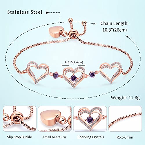 shajwo Heart Urn Bracelet for Ashes for Women - color: Rose Gold-Purple