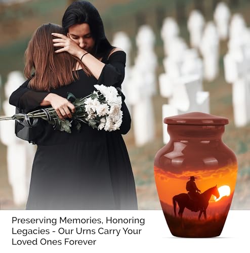 Cowboy Mini Urn - Urns for Adult Ashes - Pack of 1 - size: 3 inch (Pack of 1)