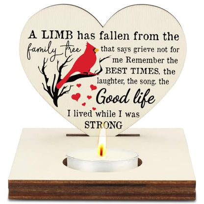 Sympathy Memorial Heart Candlestick Holders, Christmas Thank You Friends Gifts, Going Away Gifts for Women Friend Sister Bestie Coworker Coach Nurse, Condolence Heart Candlestick Holders-LATZ01 - color: Wood Family Tree