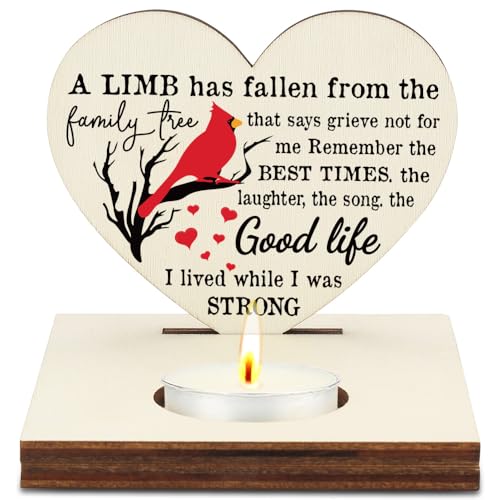 Sympathy Memorial Heart Candlestick Holders, Christmas Thank You Friends Gifts, Going Away Gifts for Women Friend Sister Bestie Coworker Coach Nurse, Condolence Heart Candlestick Holders-LATZ01 - color: Wood Family Tree