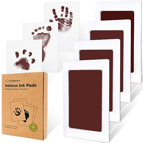 4pk Inkless Baby Hand and Footprint Kit, Mess Free Ink Pads (Auburn, R) | Newborn Keepsake, Dog Nose, Paw Print Kit, Clean Touch Ink Pads, Baby Handprints Footprints Kit, New Mom Gifts - color: Auburn, size: 4-Pack, Regular 2.3" x 3.7"