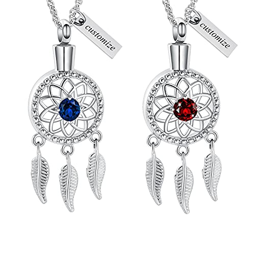 Hearbeingt Pet Cremation Jewelry for Ashes Dream Catcher Urn Necklace | for Women Men,Dreamcatcher Urn Pendant for Dog Cat,Stainless Steel,Keepsake Memorial Jewelry,Ash Holder,Memory Gift,Fill Kit - color: Customize