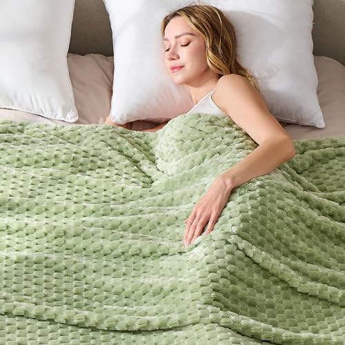 330GSM 3D Jacquard Throw Blanket for Couch, Sage Green, 50"x60" - color: Sage Green, size: Throw(50"x60")