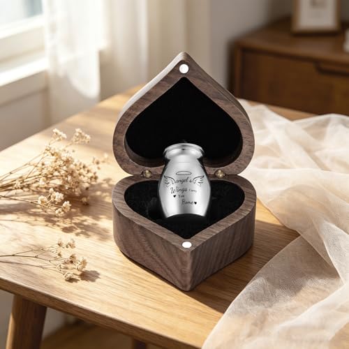 Customize Wooden Small Urn for Human Ashes Keepsake Memorial Box - style: Wing-Customize