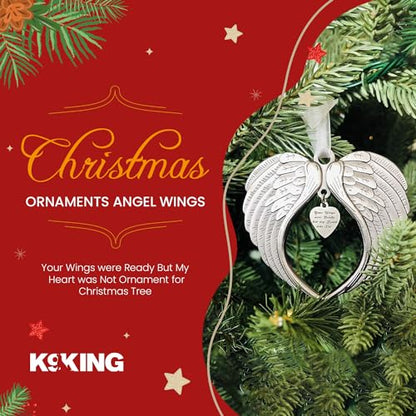 Angel Wing Memorial Christmas Ornaments Your Wings were Ready | Your Wings were Ready But My Heart was Not, for Loss of Loved One, Luxurious Silk Ribbon, Christmas Tree - color: Your Wings Were Ready