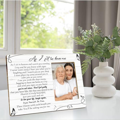 JANLAN Memorial Gifts for Loss of Loved One,Memorial Picture Frame,Bereavement Gift Sympathy Gifts Remembrance Gift for Loss of Mom Dad Wife Husband,As I Sit in Heaven Photo Frame - style: Loss of Loved One-1
