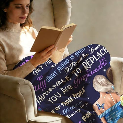 to My Bestie Throw Blanket, Heartfelt Friendship Message, Soft Flannel Blanket, Birthday, Mother's Day, Christmas & Friendship Day 50x60 Inch - color: Friend-2