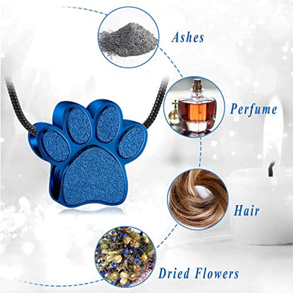 Paw Print Urn Cremation Necklace for Ashes Dog Cat Pet Paw Print Animal Keepsake Memorial Charm Pendant Necklace for Men Women