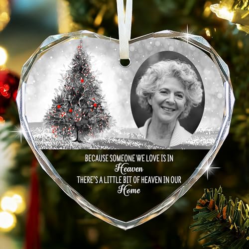 Personalized Memorial Christmas Ornaments with Photo - Custom Christmas Tree Decorations Xmas Gifts in Loving Memory Keepsake for Your Loved Ones (Design 4, Heart) - color: Design 4, size: Heart