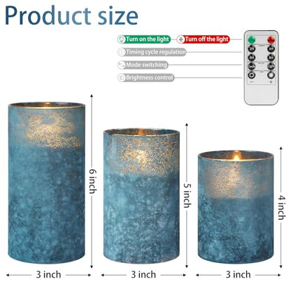 ANGELLOONG Blue Candles, Flickering Flameless Candles with Remote for Room - color: Sandblast Blue