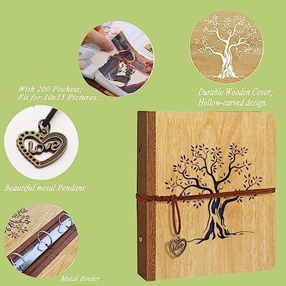 4x6 Photo Album Small Holds 200 Pictures Life Tree 4x6 Family Memory Book Photo Album, Grandma Gifts Mothers Day Gift for Mom from Daughter Son - size: 4x6inch