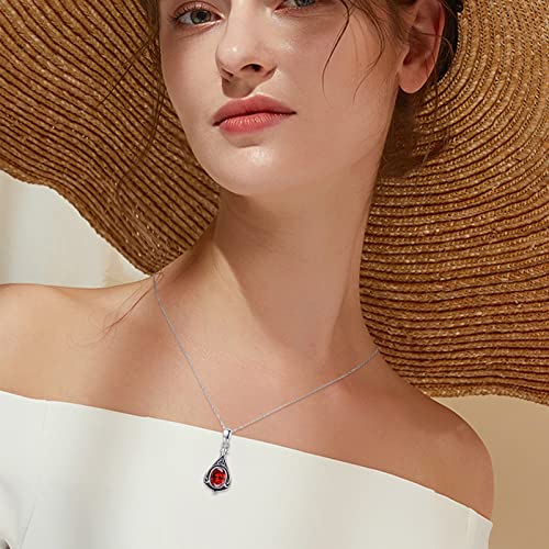 Urn Necklace for Ashes Cremation Jewelry 925 Sterling Silver Ashes Pendant Necklace Memorial Jewelry Gifts for Women Men Girls Boys - style: Celtic-January-Garnet