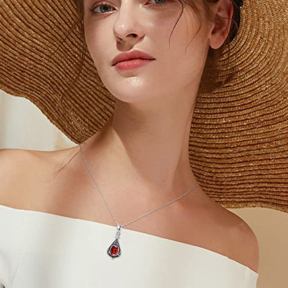 Urn Necklace for Ashes Cremation Jewelry 925 Sterling Silver Ashes Pendant Necklace Memorial Jewelry Gifts for Women Men Girls Boys - style: Celtic-January-Garnet