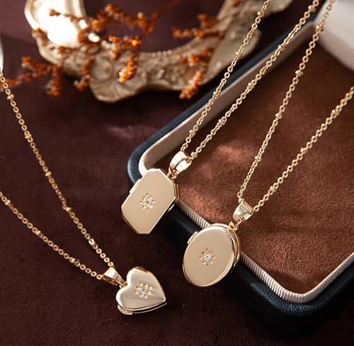 YOUFENG Love Heart Oval Locket Necklace that Holds Pictures Photo Lockets Birthday Gifts Jewelry for Women - style: Heart
