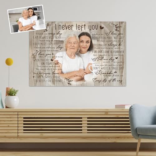 Awesometik Custom I Never Left You Canvas Print, Personalized Memorial Canvas Gifts Custom Photo For Loved One, Sympathy Gift