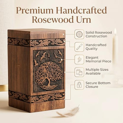 Wooden Cremation Urns Box for Human Ashes, Memorial Keepsake Boxes for Adults, Male/Female,Child, Pets Dog Cat Wood Burial Funeral Container (Peace Birds) Urn, Capacity (Large (180 lbs - 82 kg) - size: Large (180 lbs- 82 kg)
