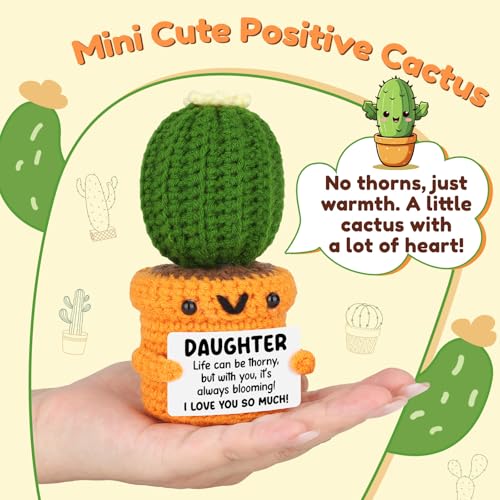 Agantree art Birthday Daughter Girls Gifts from Mom Dad Inspirational Crochet Cactus for Step Bonus Daughter Graduation Present for Teens Girls Teenager Back to Schhol Christmas - style: Daughter