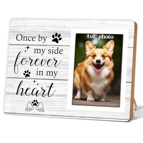 Memorial Picture Frame, Dog and Cat Memorial Photo Frame, Pet Memorial Gifts Photo Frame for Loss of Pet Sympathy Keepsake Gifts, Forever In My Heart
