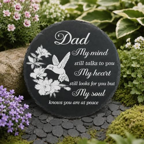 Dad Memorial Stone Memorial Gifts for Loss of Dad, Loss of Father Sympathy Gifts in Memory of Dad Grave Garden Stepping Slate Stones