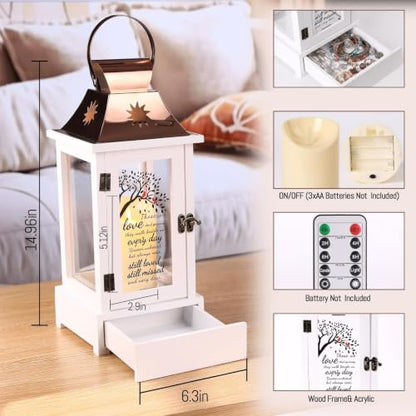 Memorial Gifts for Loss of Loved Ones, Memorial Lantern with Candle Light | Sympathy Gifts for Loss of Mom Dad, Remembrance Keepsake Gift for Funeral Bereavement
