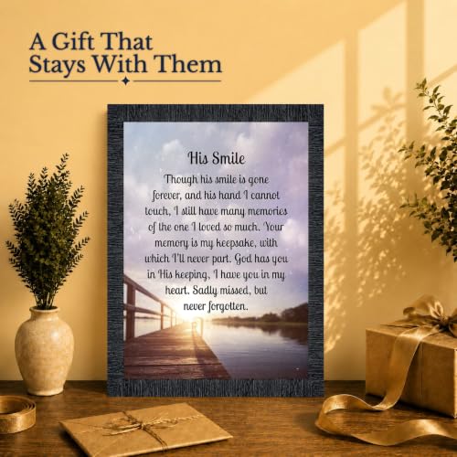 Memorial Gifts for Loss of Husband, Sympathy Gift, His Smile In Memory of Loved One, Picture Frames for Sympathy Gift Baskets, Bereavement Gifts for Loss of Father, Loss of Son Condolence Gift, 2182CH | Sympathy Gifts for Loss of Loved One, Memorial Gifts