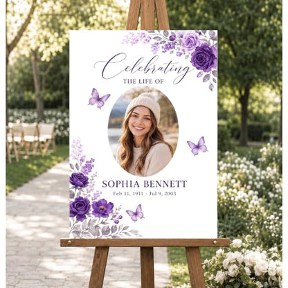 Personalized Funeral Celebration Of Life Welcome Sign #7 - color: Style 7