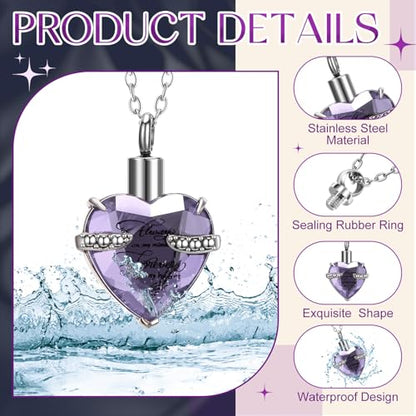 Ecation 15 Pcs Urn Necklace for Ashes Women Cremation Jewelry - color: Light Purple
